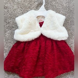 NWOT Cat & Jack Baby Dress with Fur Vest